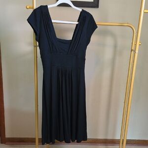 Banana Republic Black Midi Scoop-Neck Dress